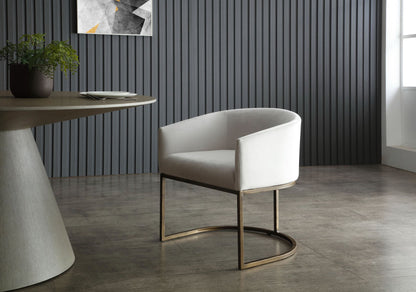 Modrest Elisa Modern Beige Velvet and Brass Dining Chair