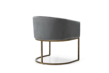 Modrest Elisa Modern Grey Velvet and Brass Dining Chair