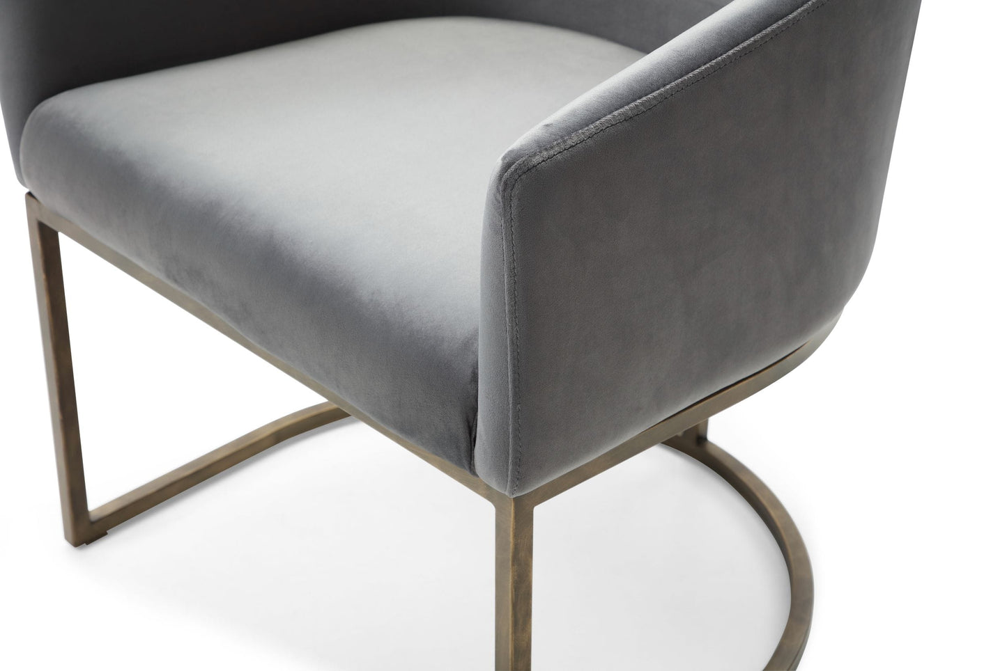 Modrest Elisa Modern Grey Velvet and Brass Dining Chair