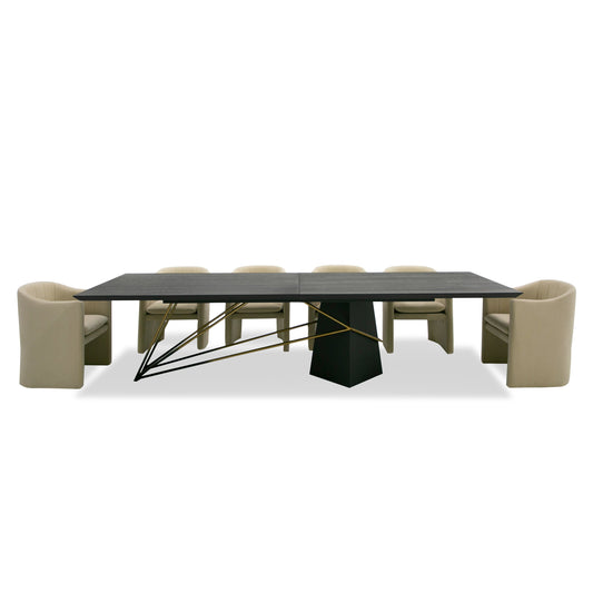 Modrest Elkhorn Glam Black Ash Stainless Steel 126" Dining Table