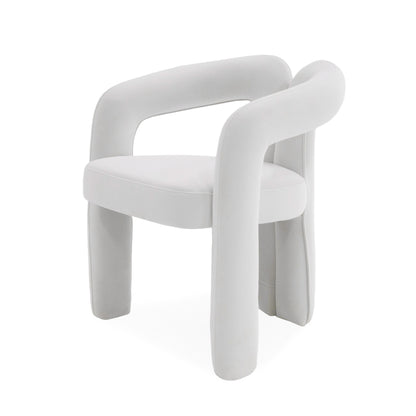 Modrest Ellen Glam White Velvet Dining Chair