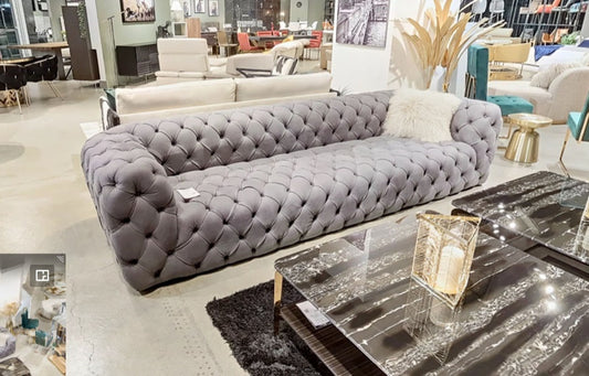 Lamod Italia Ellington Italian Grey Leather 4-Seater Sofa