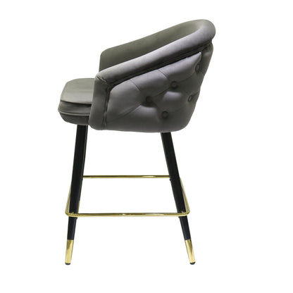 Modrest Elliot Contemporary Grey and Black/Gold Dining Bar Stool