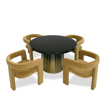 Modrest Elmira Glam Black Ash Gradient Stainless Steel Round Dining Table