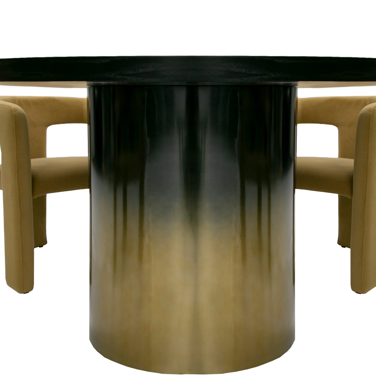Modrest Elmira Glam Black Ash Gradient Stainless Steel Round Dining Table