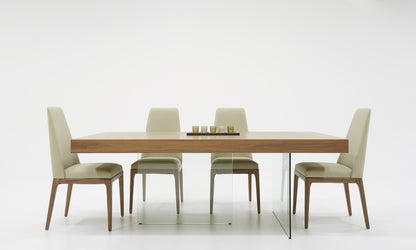 Modrest Encino Modern Walnut and Glass Dining Table