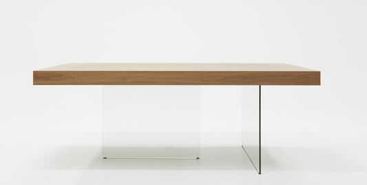 Modrest Encino Modern Walnut and Glass Dining Table