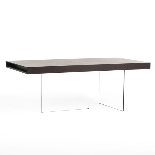 Modrest Encino Modern Timber Chocolate and Glass Dining Table
