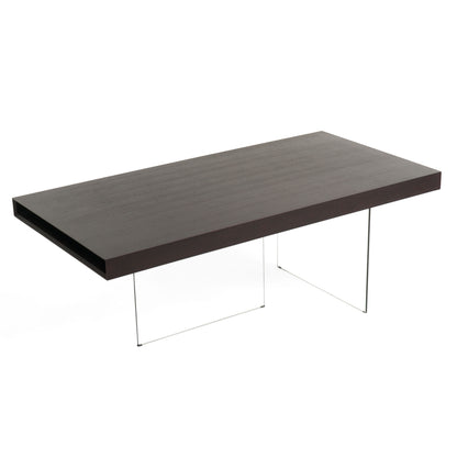 Modrest Encino Modern Timber Chocolate and Glass Dining Table