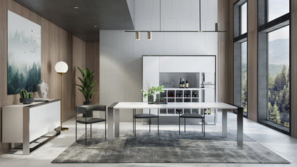 Modrest Fauna Modern White High Gloss and Stainless Steel Chrome Dining Table
