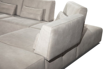 Lamod Italia Hollywood Italian Light Grey Leather RAF Chaise Sectional Sofa