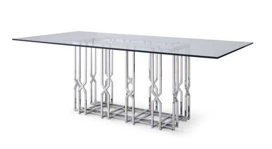 Modrest Ericson Modern Glass and Stainless Steel Dining Table