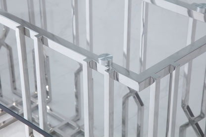 Modrest Ericson Modern Glass and Stainless Steel Dining Table