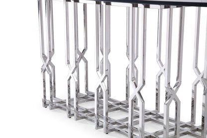 Modrest Ericson Modern Glass and Stainless Steel Dining Table
