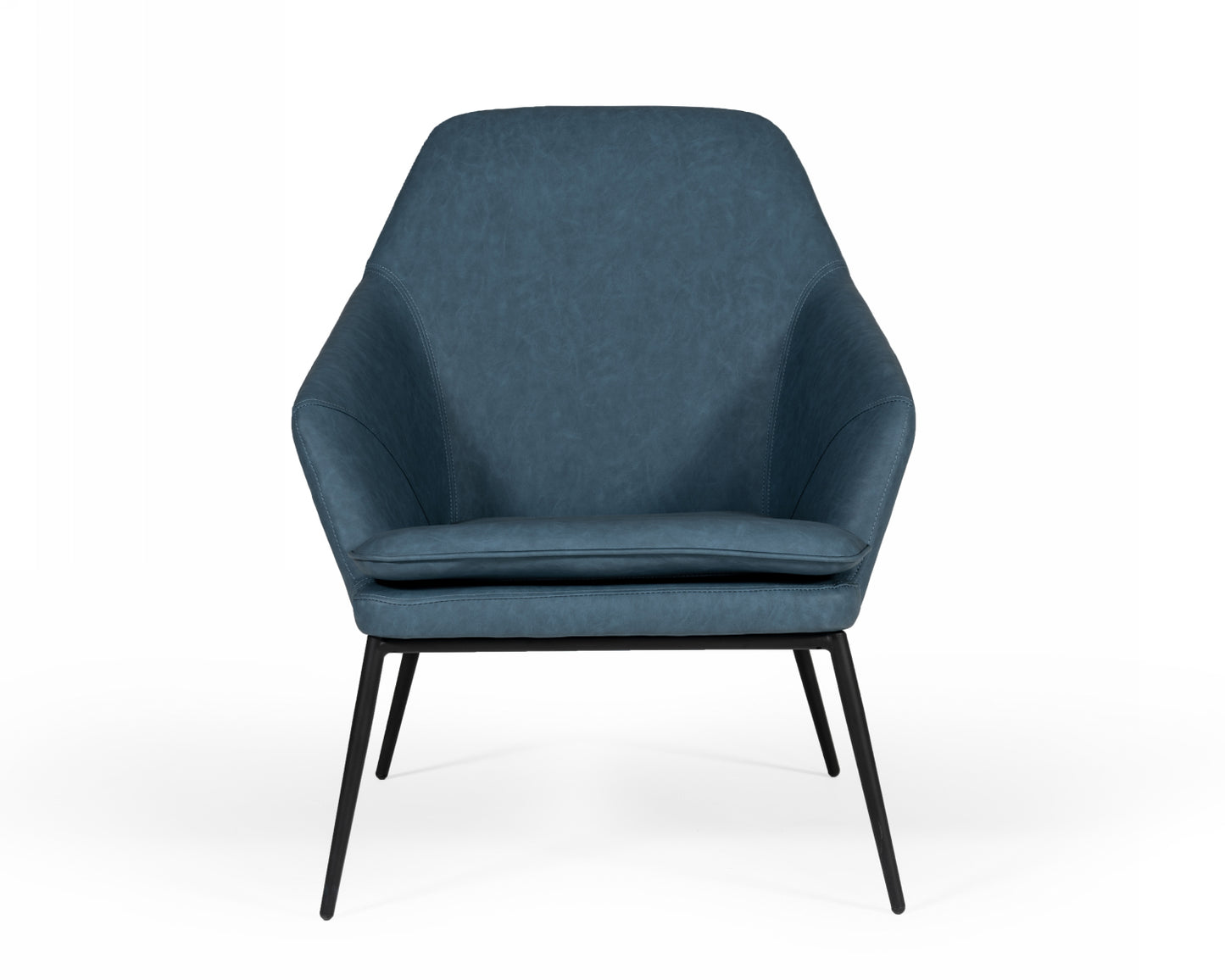Modrest Esteban Industrial Blue Eco-Leather Accent Chair