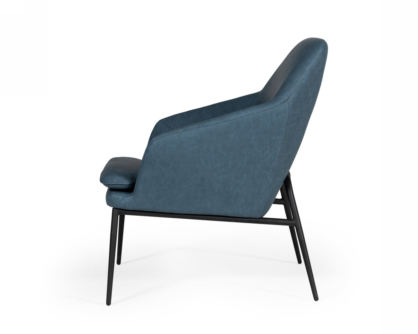 Modrest Esteban Industrial Blue Eco-Leather Accent Chair