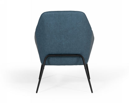 Modrest Esteban Industrial Blue Eco-Leather Accent Chair