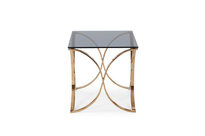 Modrest Reklaw Modern Smoked Glass and Rosegold End Table