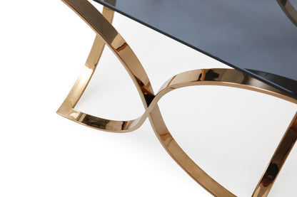 Modrest Reklaw Modern Smoked Glass and Rosegold End Table