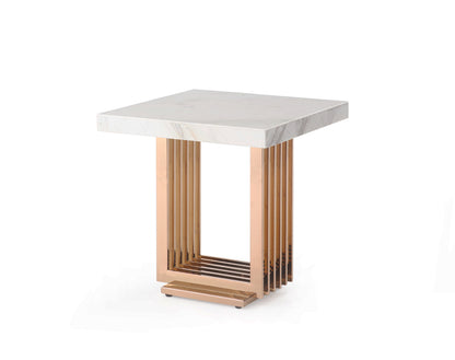 Modrest Kingsley Modern Marble and Rosegold End Table
