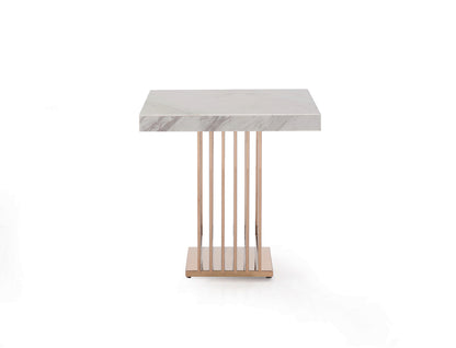 Modrest Kingsley Modern Marble and Rosegold End Table