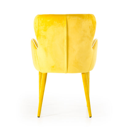 Modrest Tigard Mid-Century Yellow Fabric Dining Chair