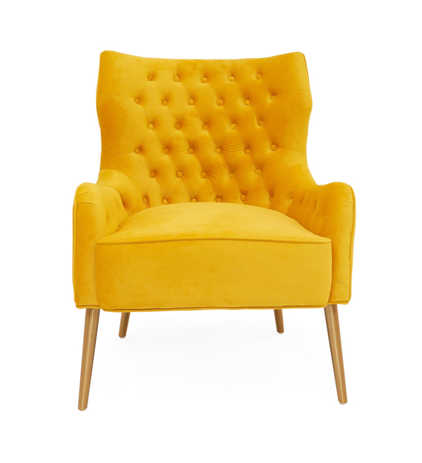 Modrest Everly Contemporary Velvet Yellow Accent Chair