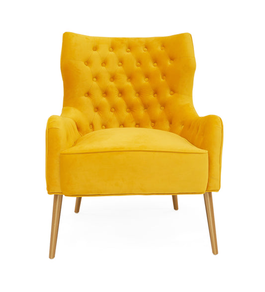 Modrest Everly Contemporary Velvet Yellow Accent Chair