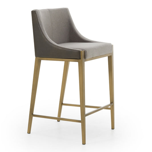 Modrest Fairview Contemporary Grey Brass Counter Stool
