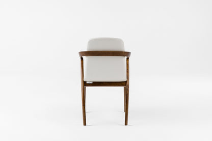 Modrest Falcon Mid-Century Walnut and Cream Dining Chair
