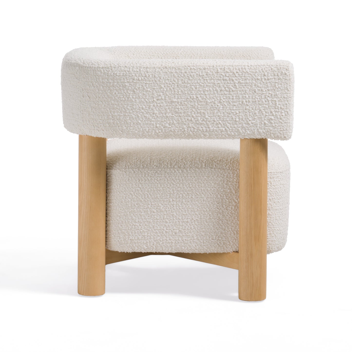 Modrest Fang Modern White Fabric and Wood Accent Chair