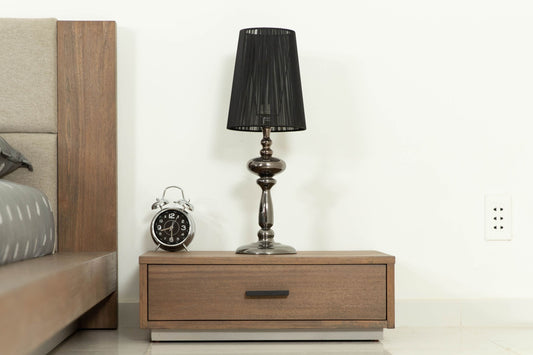 East King Nova Domus Fantasia Contemporary Walnut and Grey Bed with Two Nightstands