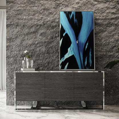Modrest Fauna Modern Elm Grey and Stainless Steel Buffet