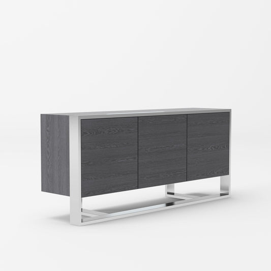 Modrest Fauna Modern Elm Grey and Stainless Steel Buffet