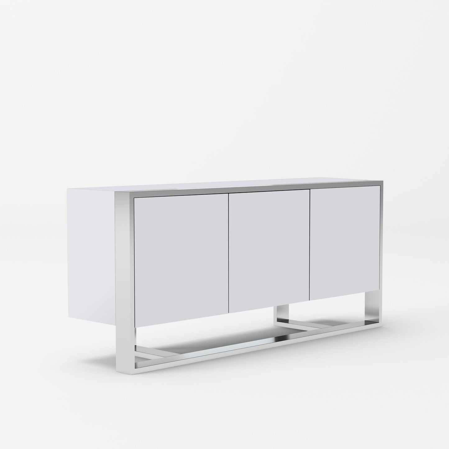 Modrest Fauna Modern White High Gloss and Stainless Steel Buffet