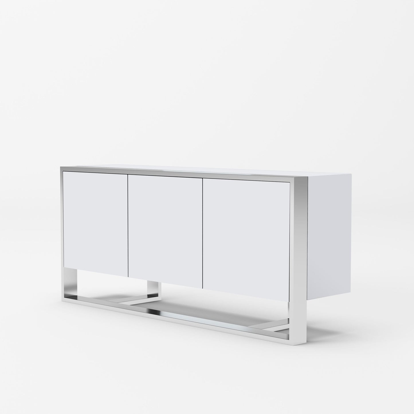 Modrest Fauna Modern White High Gloss and Stainless Steel Buffet