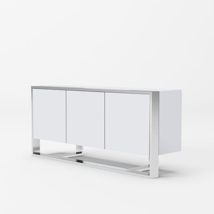 Modrest Fauna Modern White High Gloss and Stainless Steel Buffet