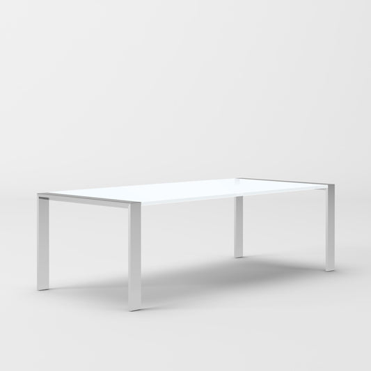 Modrest Fauna Modern White High Gloss and Stainless Steel Chrome Dining Table