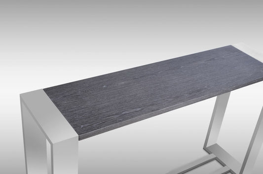 Modrest Fauna Modern Grey Elm and Stainless Steel Console Table