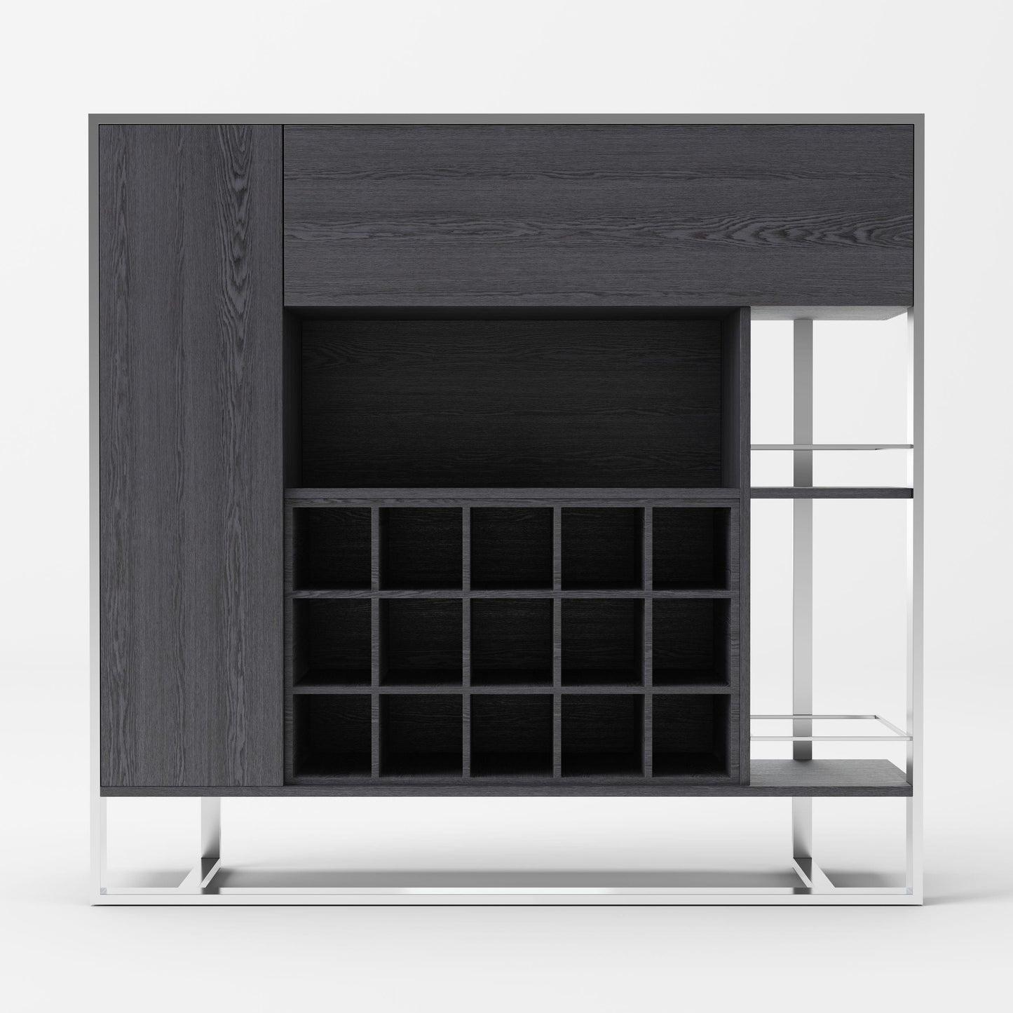Modrest Fauna Elm Grey and Stainless Steel Wine Cabinet