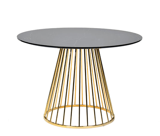 Modrest Holly Modern Black and Gold Round Dining Table