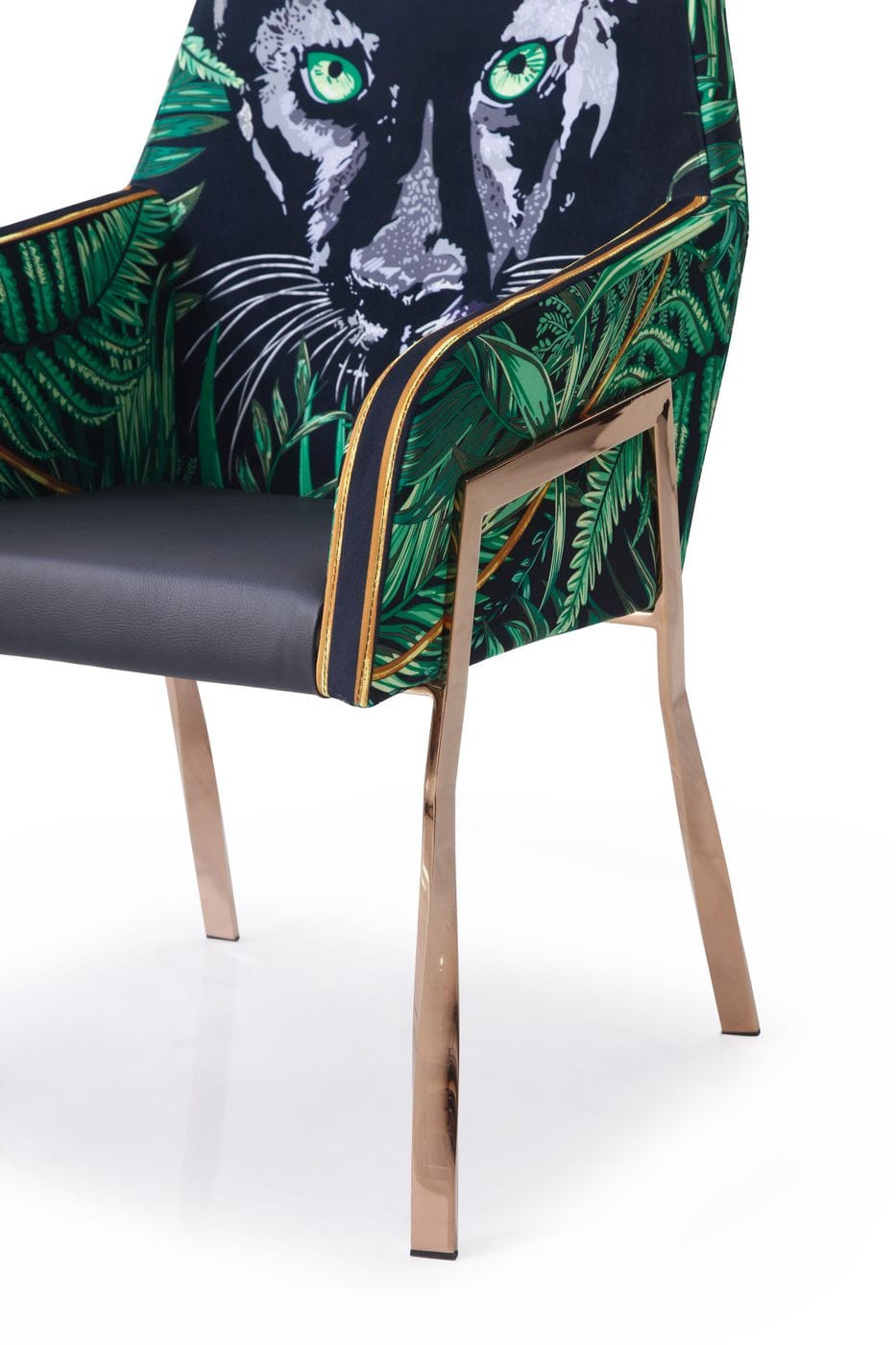 Modrest Fierce Black and Rosgold Panther Dining Chair