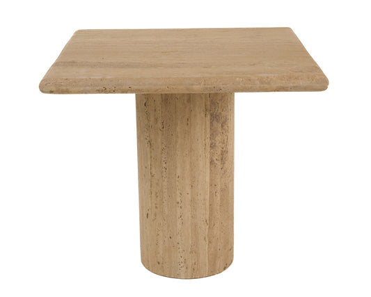 Modrest Fletcher Modern Travertine Marble 18" Tall End Table