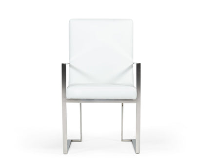 Modrest Fowler Modern White Eco-Leather Dining Armchair