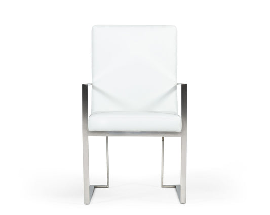 Modrest Fowler Modern White Eco-Leather Dining Armchair