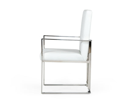 Modrest Fowler Modern White Eco-Leather Dining Armchair