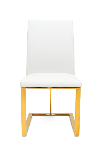 Modrest Frankie Contemporary White and Gold Dining Chair
