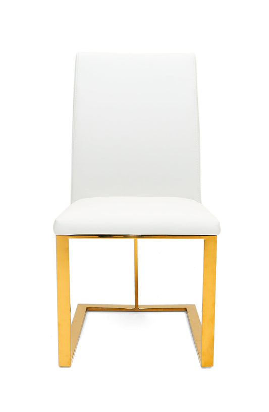 Modrest Frankie Contemporary White and Gold Dining Chair