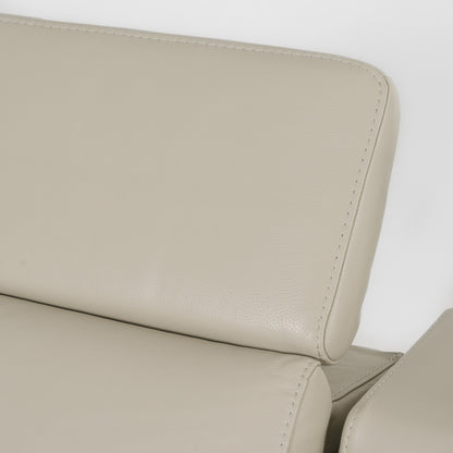 Modrest Frazier Modern Light Grey Leather Sectional Sofa with 3 Recliners Console