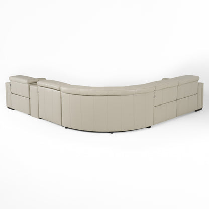 Modrest Frazier Modern Light Grey Leather Sectional Sofa with 3 Recliners Console